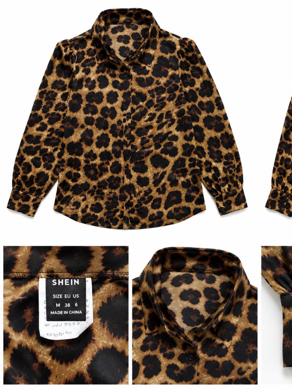 SHEIN Leopard Print Button Down Blouse Size Medium